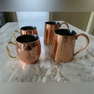 S/4 Hammered and polished copper and aluminum Moscow Mule mugs